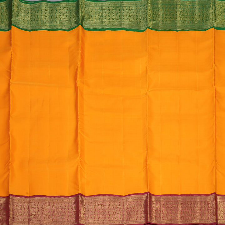 Hayagrivas Mambazham Orange Handloom Ten Yards Silk Saree with Ganga Jamuna Border BF33-SBS
