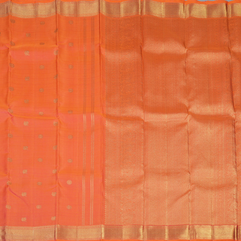 Hayagrivas Handloom Pinkish-Orange Kanjivaram Silk Saree BF57-SBS