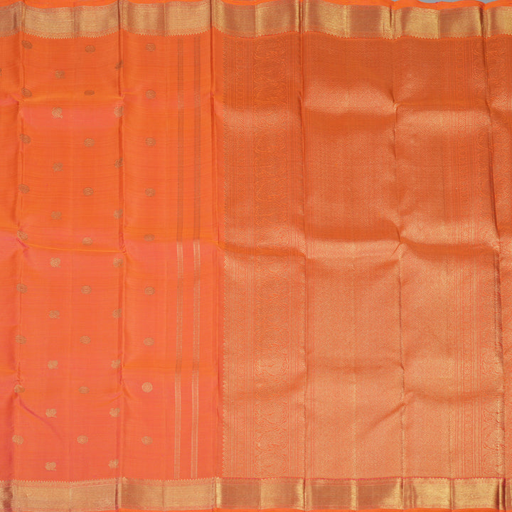 Hayagrivas Handloom Pinkish-Orange Kanjivaram Silk Saree BF57-SBS