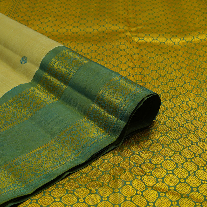 Hayagrivas Handloom Pista Green Kanjivaram Silk Saree with Olive Green Border BF59-SBS