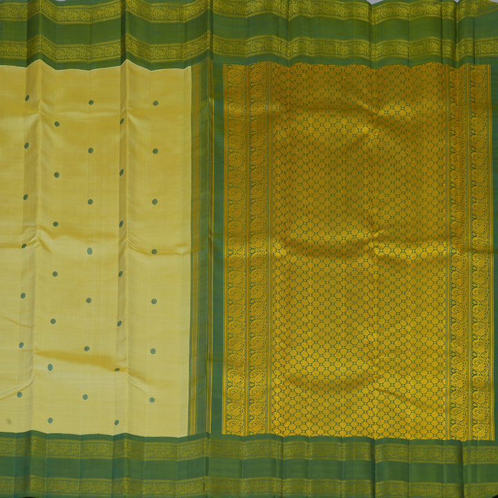 Hayagrivas Handloom Pista Green Kanjivaram Silk Saree with Olive Green Border BF59-SBS