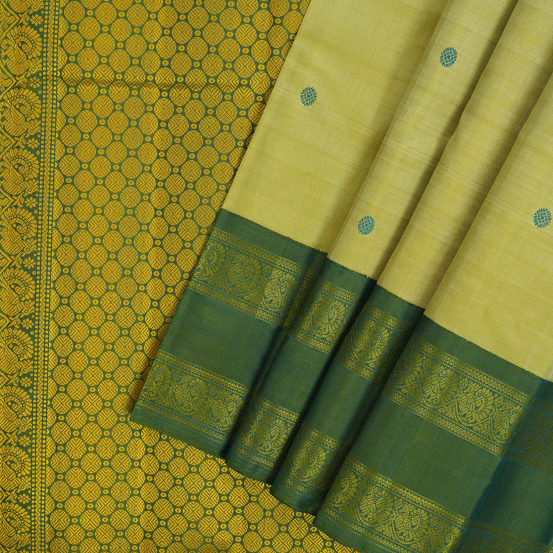 Hayagrivas Handloom Pista Green Kanjivaram Silk Saree with Olive Green Border BF59-SBS