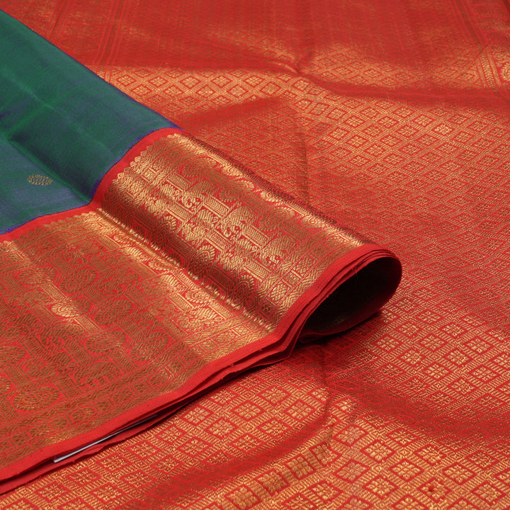 Hayagrivas Handloom Mayilkazhuthu Kanjivaram Silk Saree with Red Border BF6-SBS