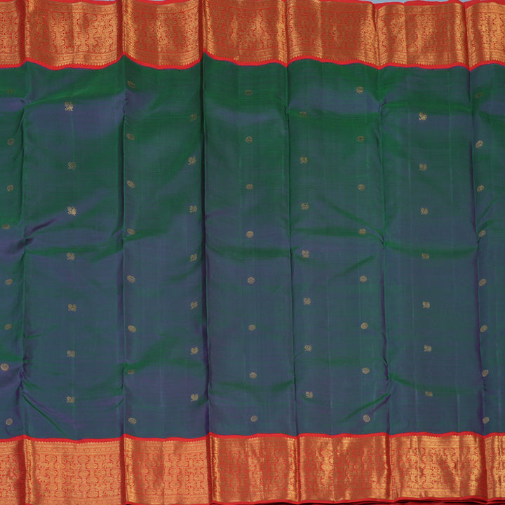 Hayagrivas Handloom Mayilkazhuthu Kanjivaram Silk Saree with Red Border BF6-SBS