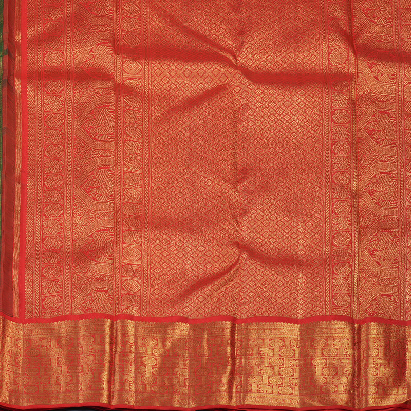 Hayagrivas Handloom Mayilkazhuthu Kanjivaram Silk Saree with Red Border BF6-SBS