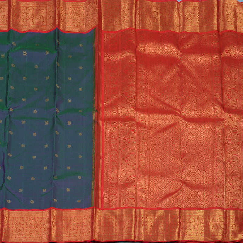 Hayagrivas Handloom Mayilkazhuthu Kanjivaram Silk Saree with Red Border BF6-SBS