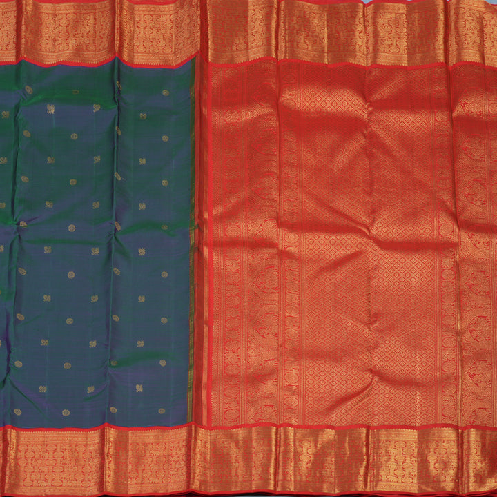Hayagrivas Handloom Mayilkazhuthu Kanjivaram Silk Saree with Red Border BF6-SBS