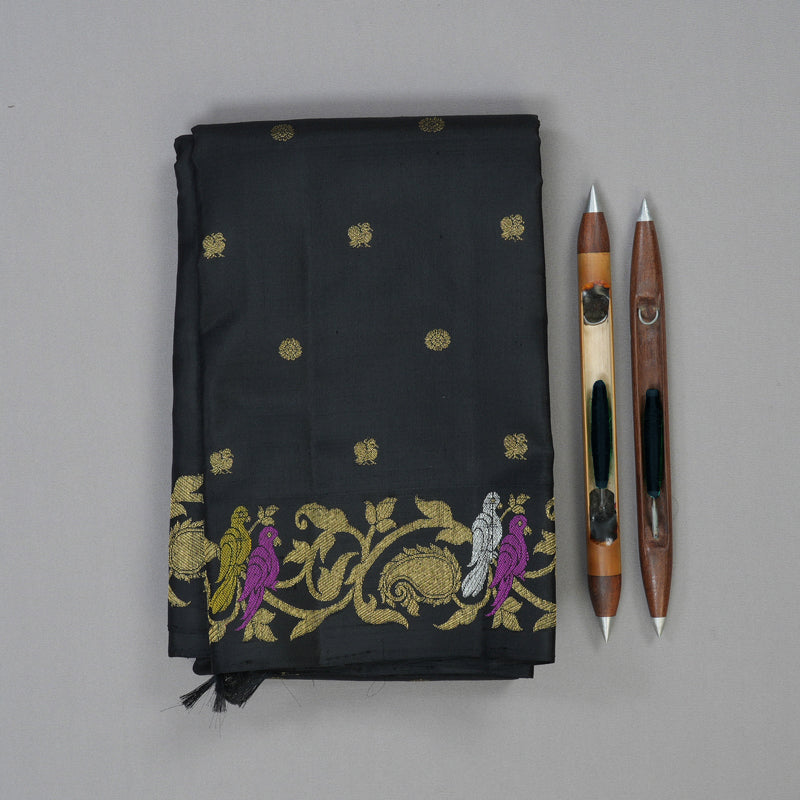 Hayagrivas Handloom Black Kanjivaram Silk Saree BF61-SBS