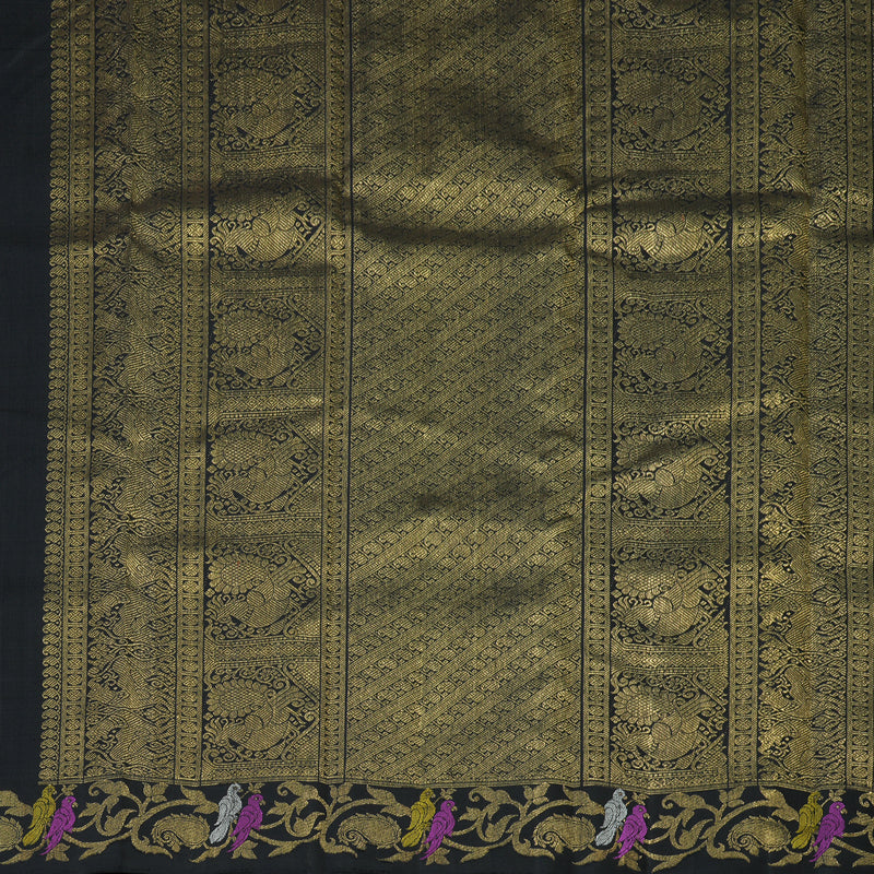 Hayagrivas Handloom Black Kanjivaram Silk Saree BF61-SBS
