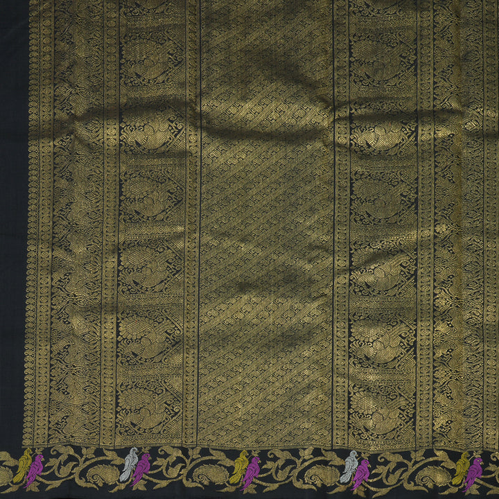 Hayagrivas Handloom Black Kanjivaram Silk Saree BF61-SBS