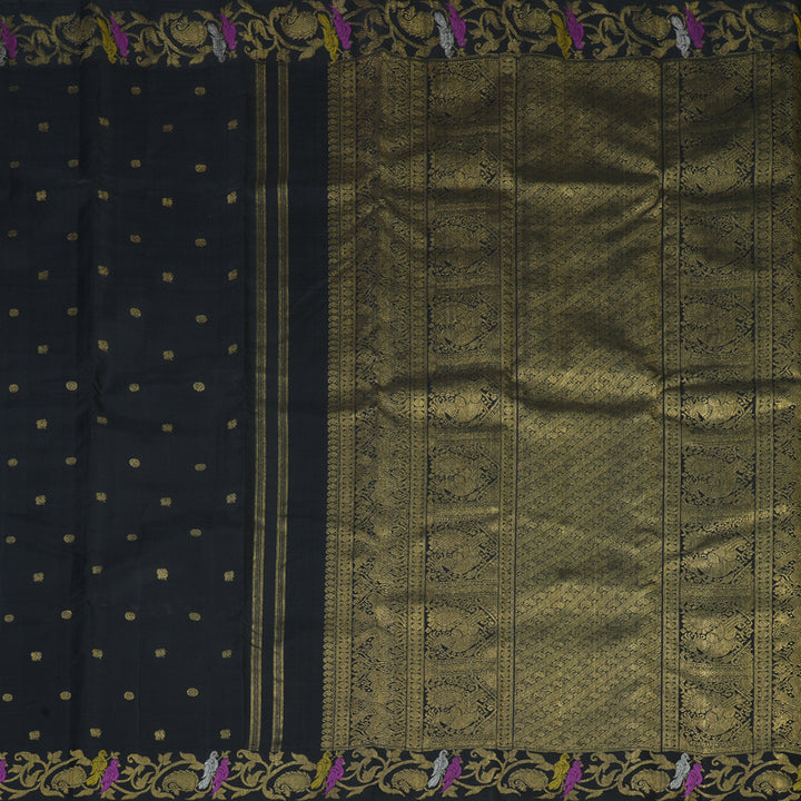 Hayagrivas Handloom Black Kanjivaram Silk Saree BF61-SBS
