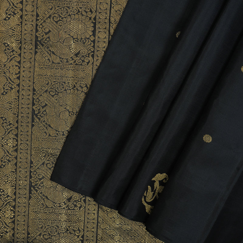 Hayagrivas Handloom Black Kanjivaram Silk Saree BF61-SBS