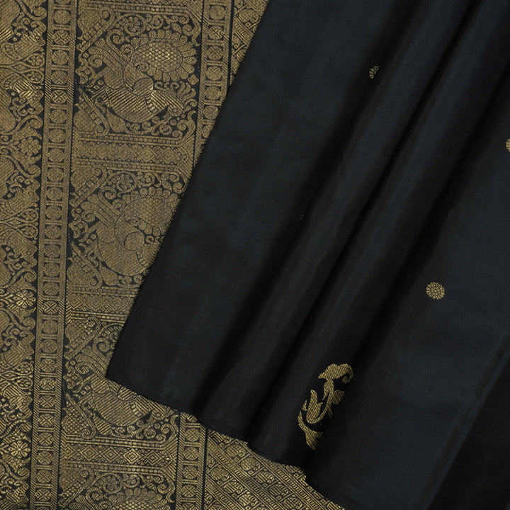 Hayagrivas Handloom Black Kanjivaram Silk Saree BF61-SBS