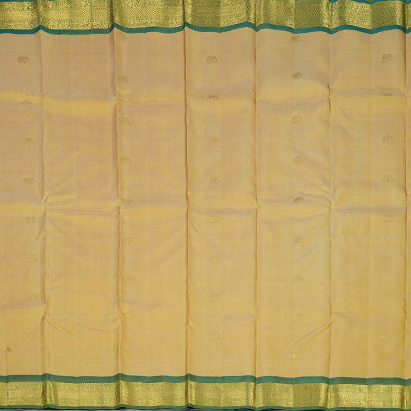 Hayagrivas Handloom Mild Yellow Kanjivaram Silk Saree with Green Border BF63-SBS