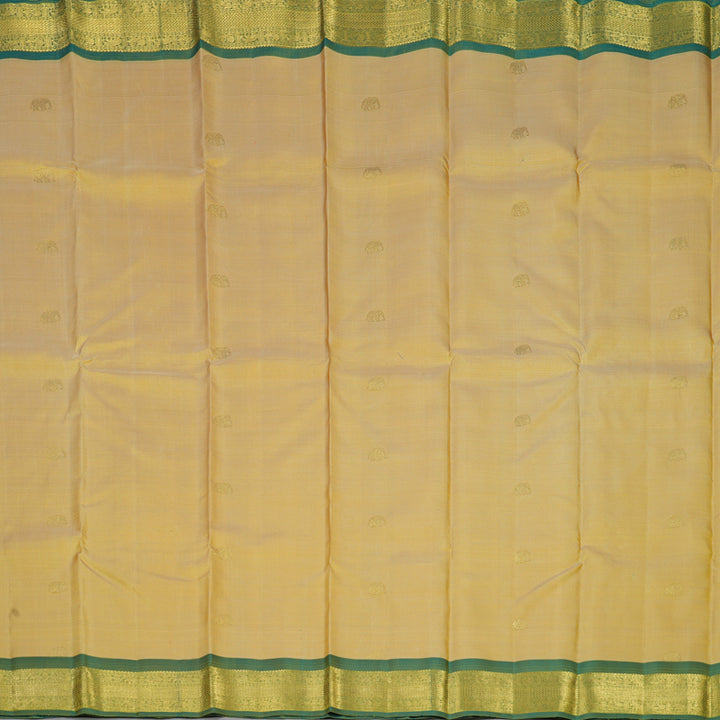 Hayagrivas Handloom Mild Yellow Kanjivaram Silk Saree with Green Border BF63-SBS