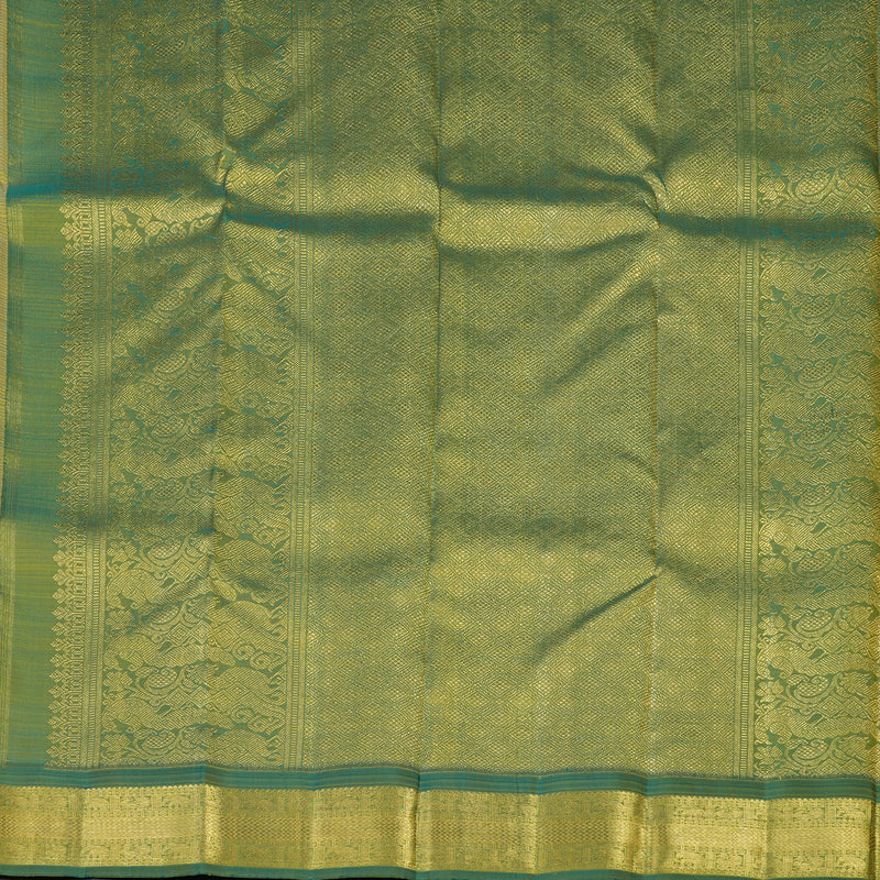 Hayagrivas Handloom Mild Yellow Kanjivaram Silk Saree with Green Border BF63-SBS