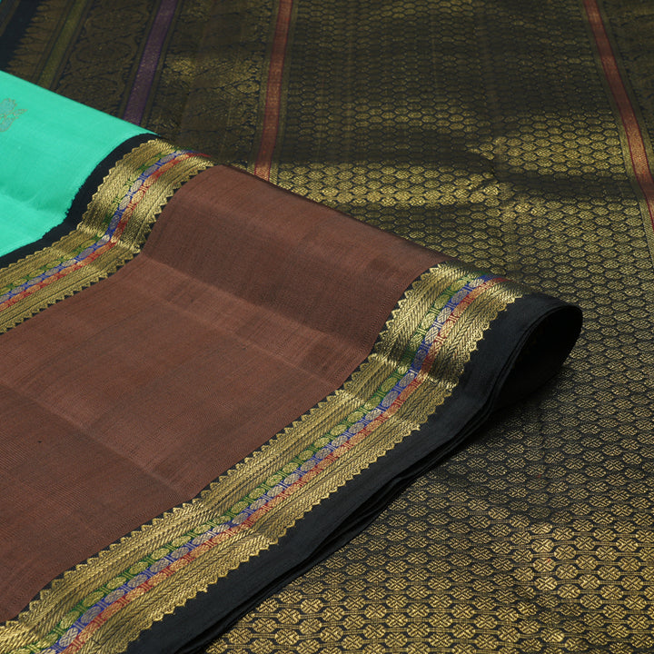 Hayagrivas Handloom Pastel Green Kanjivaram Silk Saree with Brown Border BF85-SBS