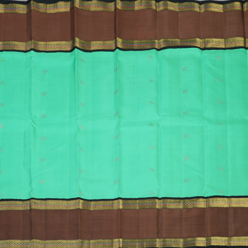 Hayagrivas Handloom Pastel Green Kanjivaram Silk Saree with Brown Border BF85-SBS
