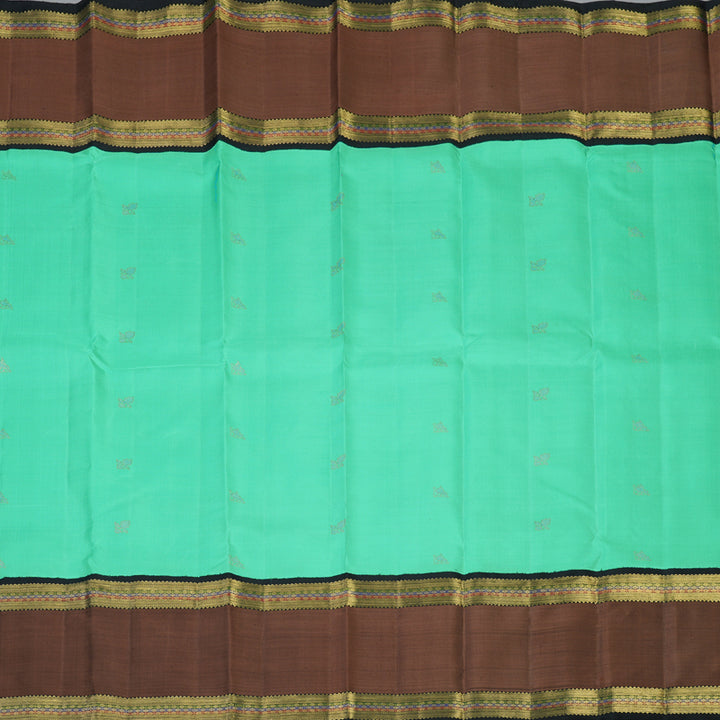 Hayagrivas Handloom Pastel Green Kanjivaram Silk Saree with Brown Border BF85-SBS