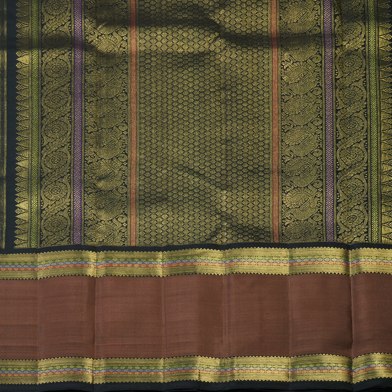 Hayagrivas Handloom Pastel Green Kanjivaram Silk Saree with Brown Border BF85-SBS