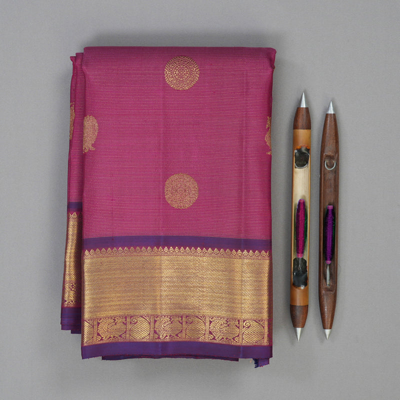Hayagrivas Handloom Vadamalli Purple Kanjivaram Silk Saree with Violet Border BF87-SBS  KBFL87D1-1