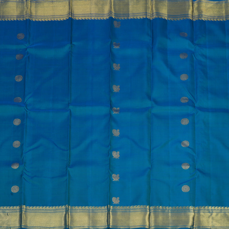 Hayagrivas Handloom Peacock Blue Kanjivaram Silk Saree BF88-SBS
