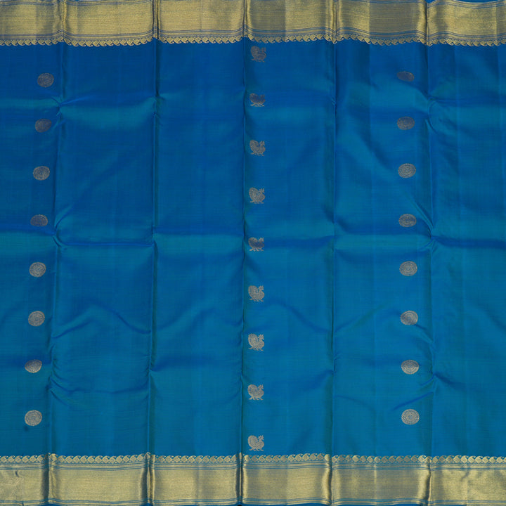 Hayagrivas Handloom Peacock Blue Kanjivaram Silk Saree BF88-SBS