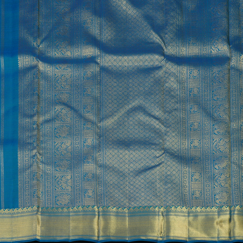 Hayagrivas Handloom Peacock Blue Kanjivaram Silk Saree BF88-SBS