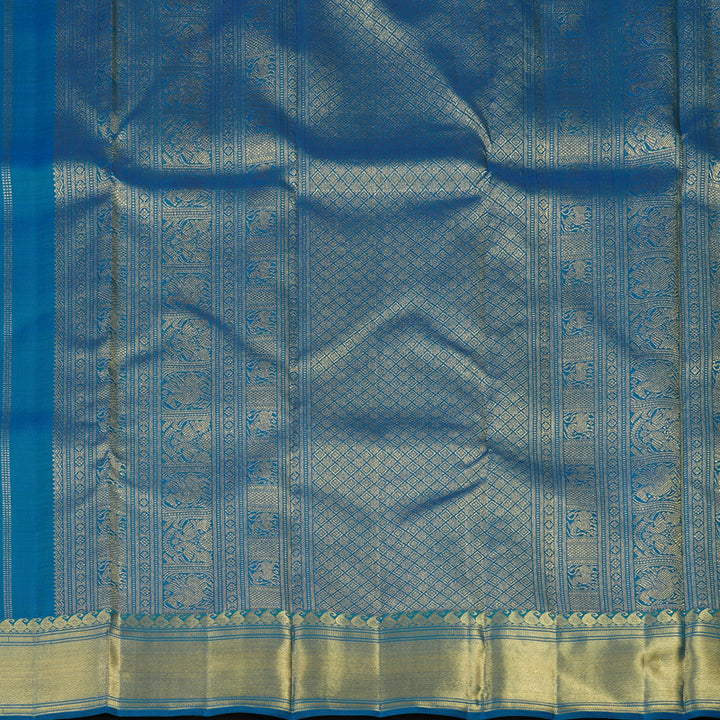 Hayagrivas Handloom Peacock Blue Kanjivaram Silk Saree BF88-SBS