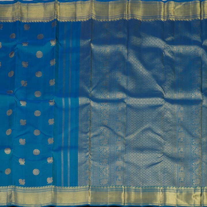 Hayagrivas Handloom Peacock Blue Kanjivaram Silk Saree BF88-SBS