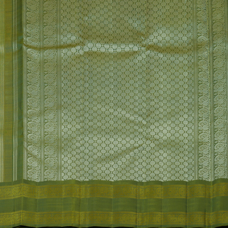 Hayagrivas Handloom Pista Green Kanjivaram Silk Saree with Leaf Green Border BF9-SBS