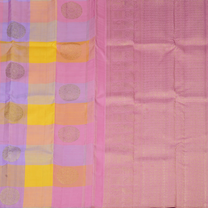 Hayagrivas Handloom Soft Hues Multichecks Kanjivaram Silk Saree BF90-SBS