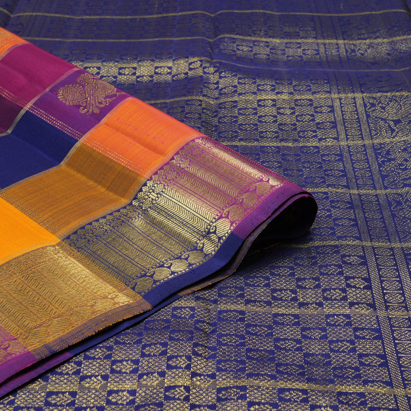 Hayagrivas Handloom Multicolour Checks Kanjivaram Silk Saree with Multicolour Border BF92-SBS