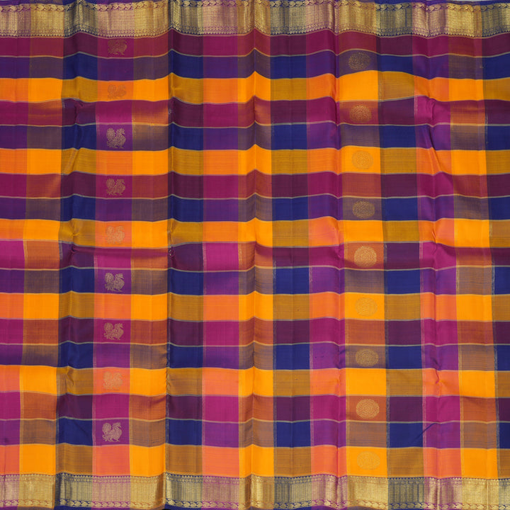 Hayagrivas Handloom Multicolour Checks Kanjivaram Silk Saree with Multicolour Border BF92-SBS