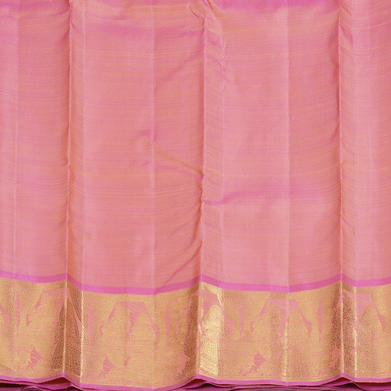 Hayagrivas Handloom Mild Peach Kanjivaram Silk Saree with Lotus Pink Border BF93-SBS