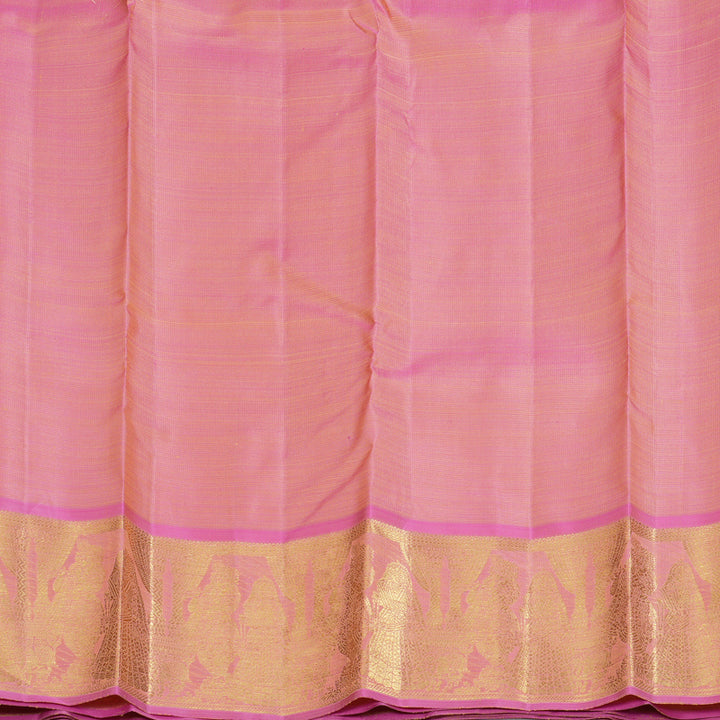 Hayagrivas Handloom Mild Peach Kanjivaram Silk Saree with Lotus Pink Border BF93-SBS