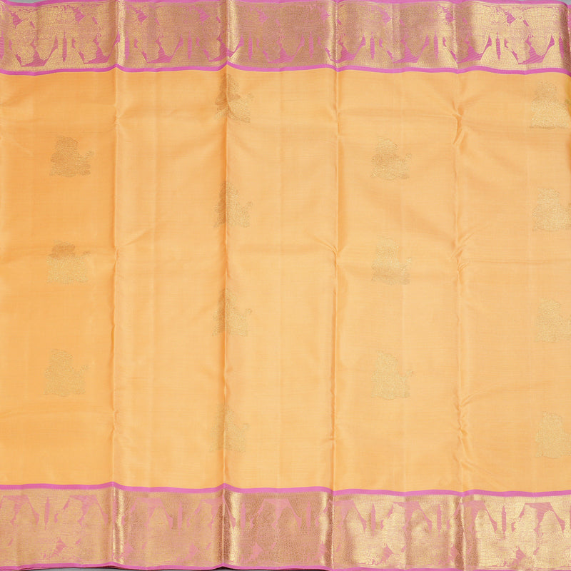 Hayagrivas Handloom Mild Peach Kanjivaram Silk Saree with Lotus Pink Border BF93-SBS