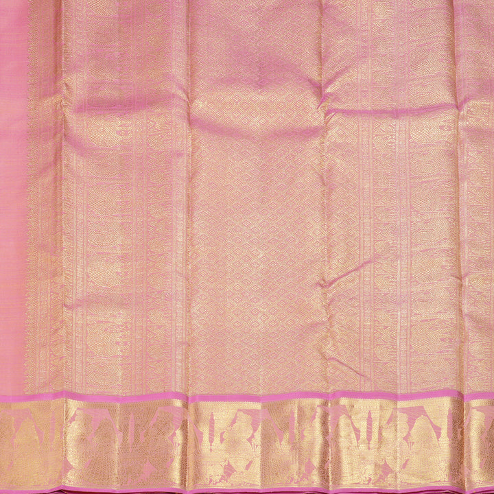 Hayagrivas Handloom Mild Peach Kanjivaram Silk Saree with Lotus Pink Border BF93-SBS