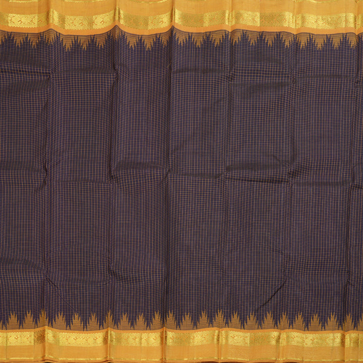 Hayagrivas Midnight Blue Kanjivaram Silk Saree with Mustard Border BBD427F3-13