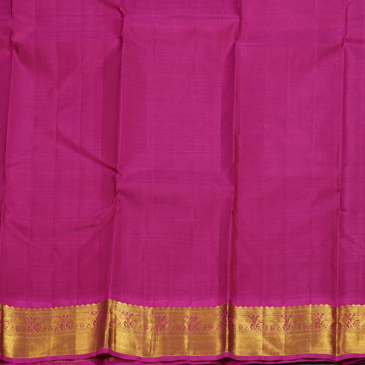 Hayagrivas Fluorescent Green Kanjivaram Silk Saree with Pink Border BBD473F15-1