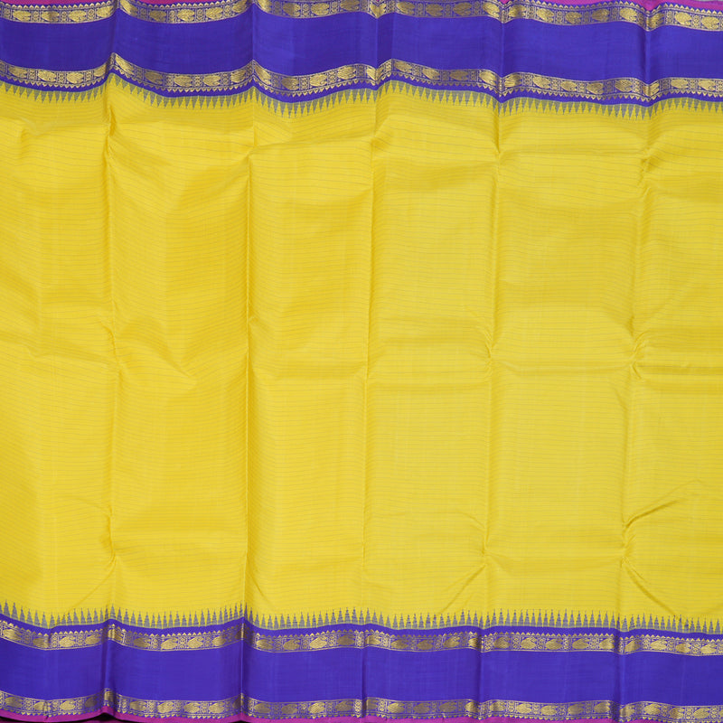 Hayagrivas Lemon Yellow Kanjivaram Silk Saree with Blue Border BBD555G3-8