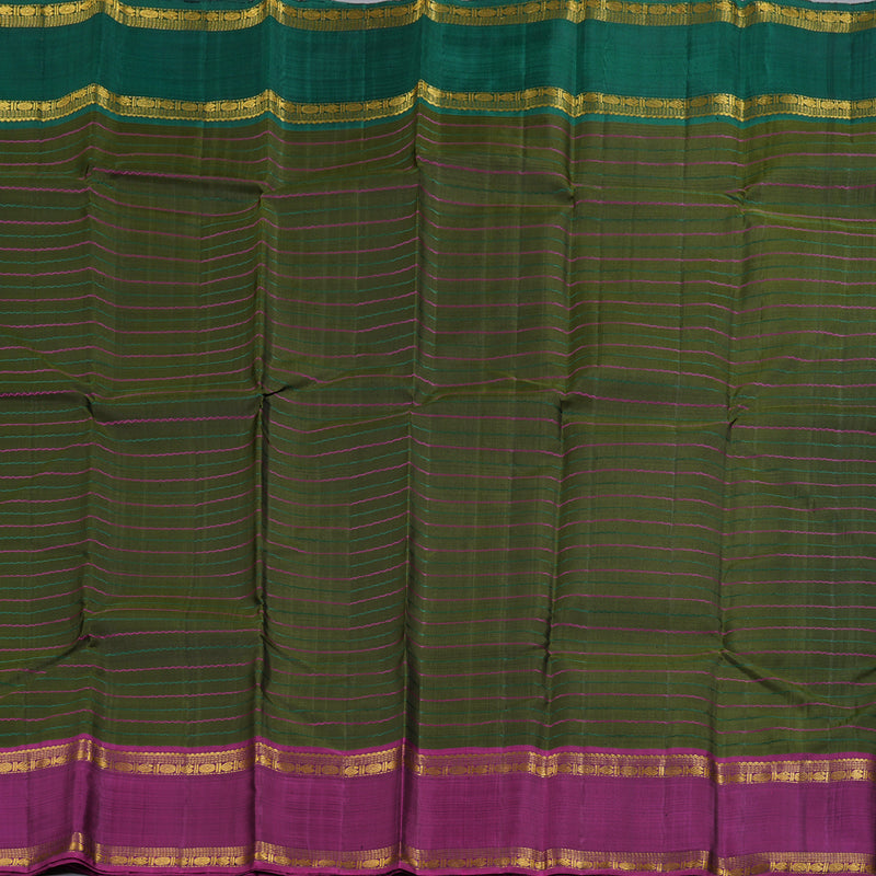 Hayagrivas Mehandi Green Kanjivaram Silk Saree with Purple And Green Border BBD597G6-1