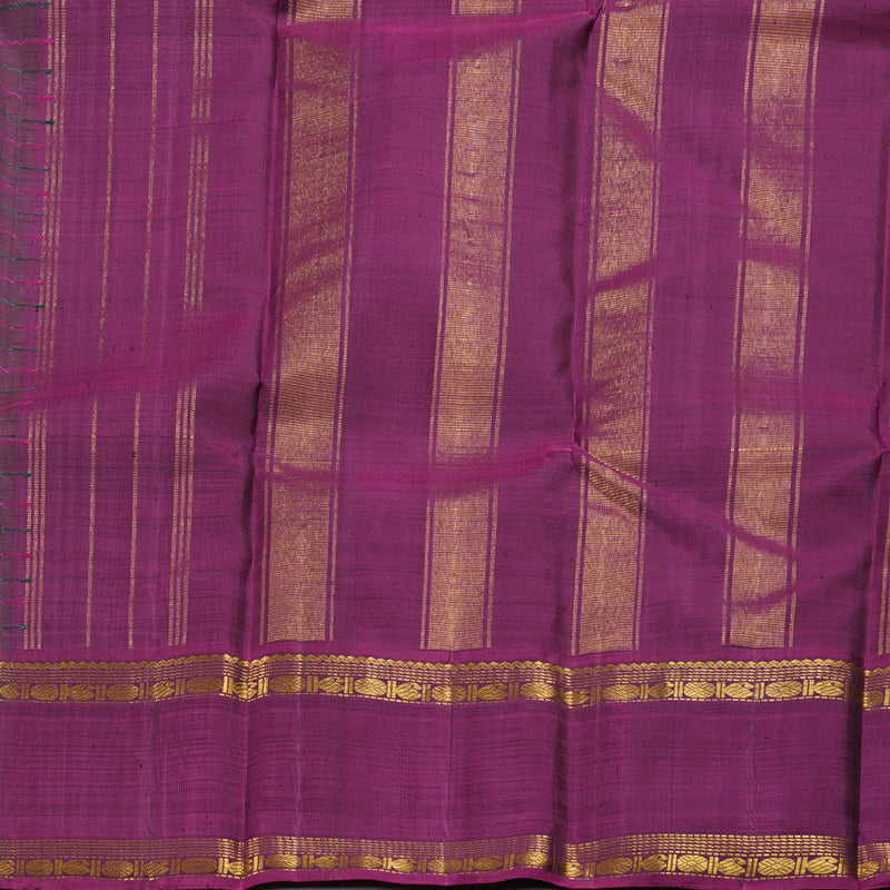 Hayagrivas Mehandi Green Kanjivaram Silk Saree with Purple And Green Border BBD597G6-1