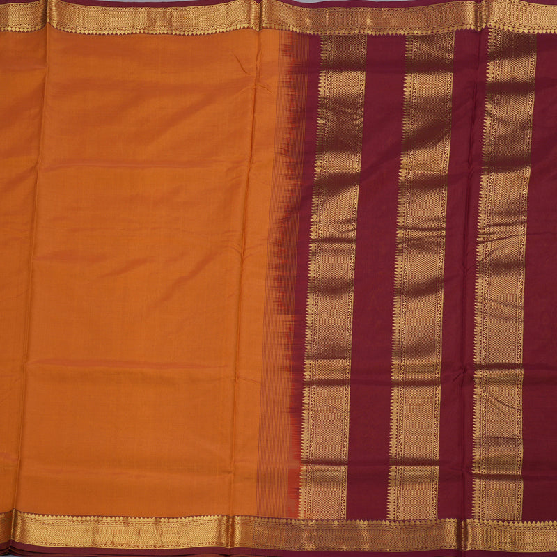 Hayagrivas Mango Yellow Ten yards Silk Cotton Saree with Maroon Border BBD602G1-6