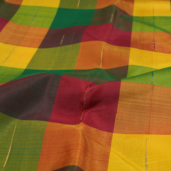 Hayagrivas Multi Color Checks Kanjivaram Silk Saree BBD711H1-1