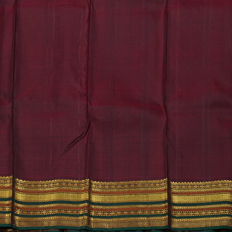 Hayagrivas Mehandi Green Kanjivaram Silk Saree with Wine Maroon Border BBD715H12-1