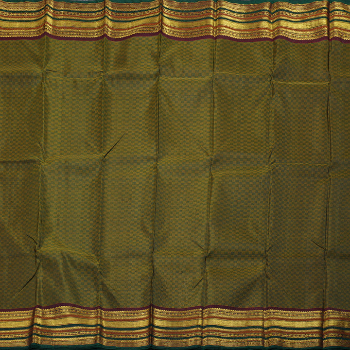 Hayagrivas Mehandi Green Kanjivaram Silk Saree with Wine Maroon Border BBD715H12-1