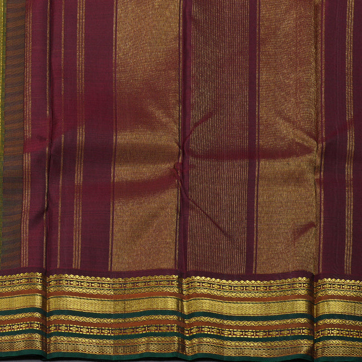 Hayagrivas Mehandi Green Kanjivaram Silk Saree with Wine Maroon Border BBD715H12-1