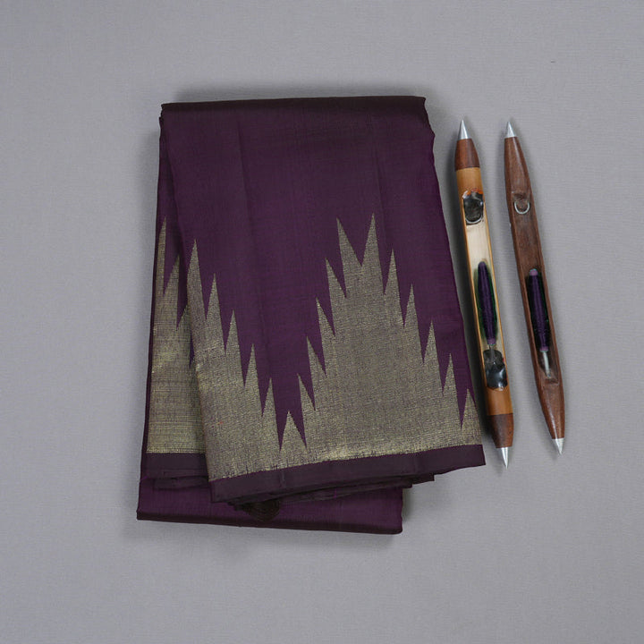 Hayagrivas Dark Purple Kanjivaram Silk Saree BBD728H7-9