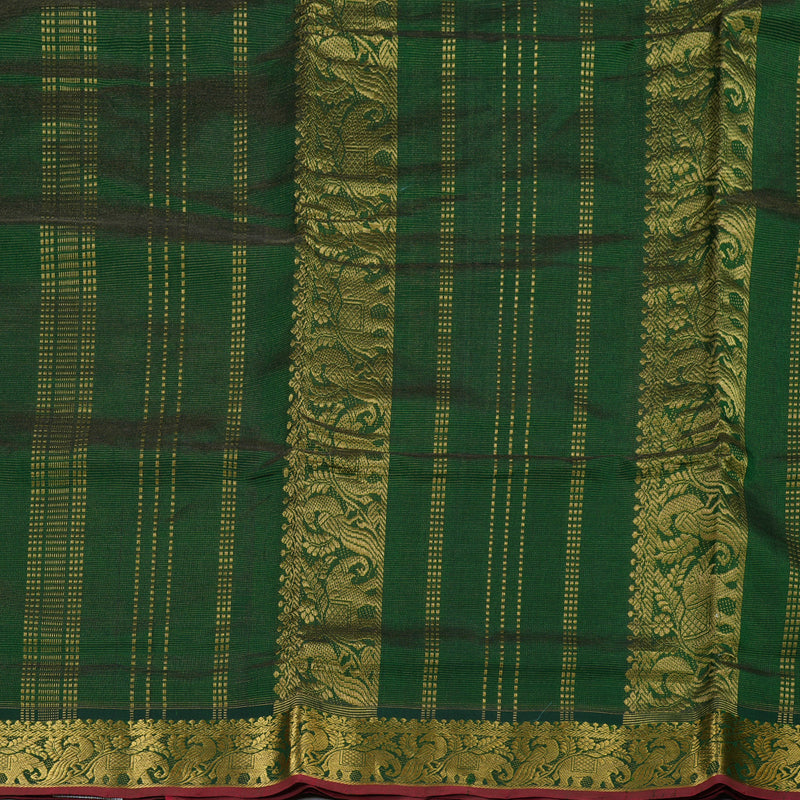 Hayagrivas Bottle Green Ten yards Silk Cotton Saree BBD784H1-4